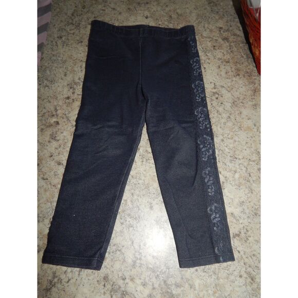 2pc toddler girls 3T leggings bundle pink & gray chevron and blue with side lace - Picture 7 of 11